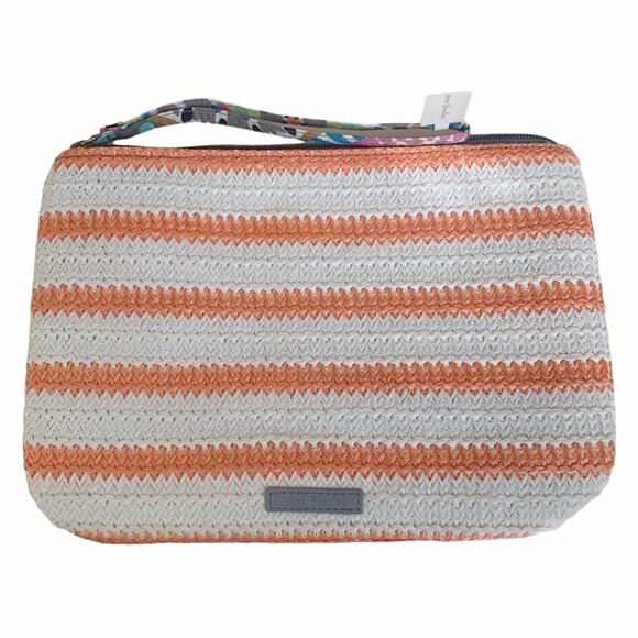 Vera Bradley Sunny Medallion Turtle Orange White Stripe Straw Wristlet NWT - Picture 3 of 6